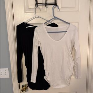 Women's Long-Sleeve Scoop maternity Neck Top - White